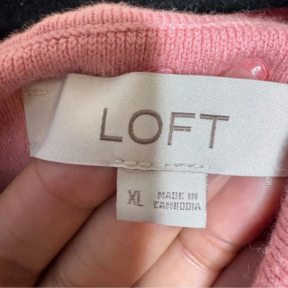 Loft Womens XL Sweater Pink Off the Shoulder Long Sleeve Ribbed Knit NWT Soft